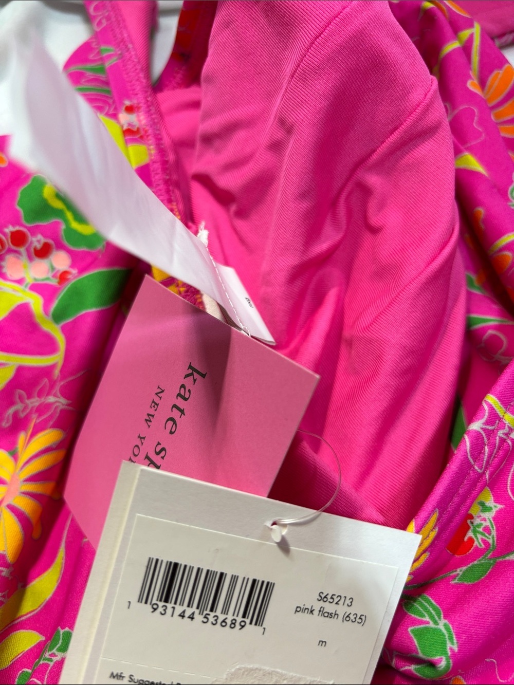kate spade Pink flash Floral One-Piece lined flower & berries Swimsuit NWT M - Picture 13 of 14